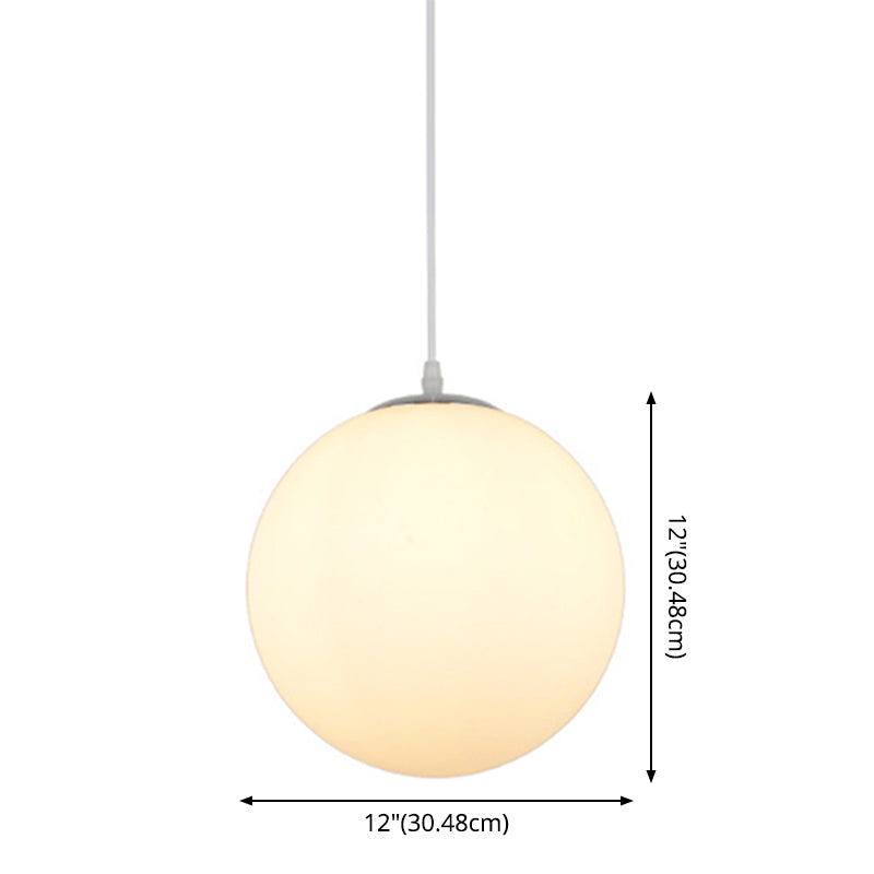 Modern Simple White Glass Round Ceiling Light For Restaurants - 1 Fixture
