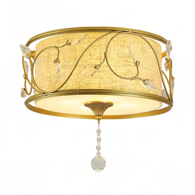 Vintage Flushmount Ceiling Light - Iron Black/Gold Drum Shape 4/5 Lights 16 Or 19.5 Dia