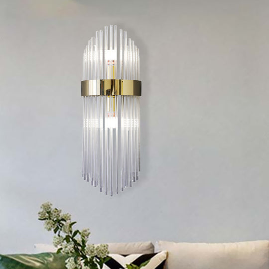 Modern Gold Crystal 2-Light Layered Wall Lamp - Stylish Sconce For Living Room