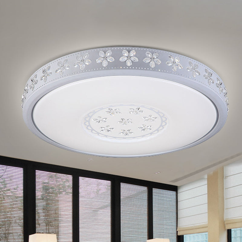 12’/16.5’/20.5’ White Flower Flush Mount Acrylic Led Living Room Light In White/3 Color