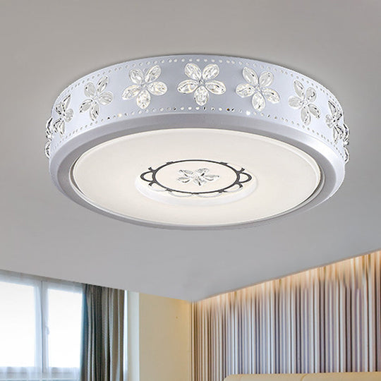 12’/16.5’/20.5’ White Flower Flush Mount Acrylic Led Living Room Light In White/3 Color