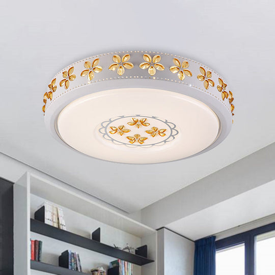 12’/16.5’/20.5’ White Flower Flush Mount Acrylic Led Living Room Light In White/3 Color