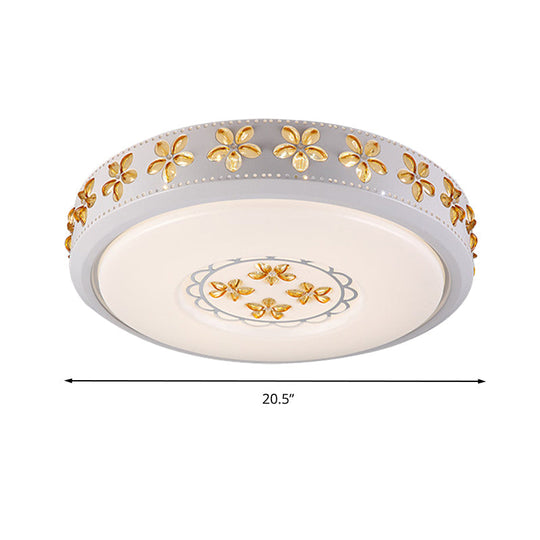 12’/16.5’/20.5’ White Flower Flush Mount Acrylic Led Living Room Light In White/3 Color