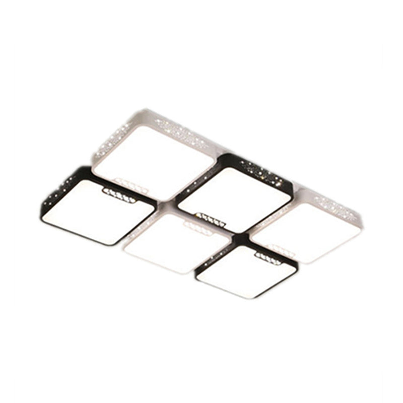 Modern Black And White Ceiling Light Fixture With Acrylic Shade - Choose Warm Or 3 Color 4/6 Lights
