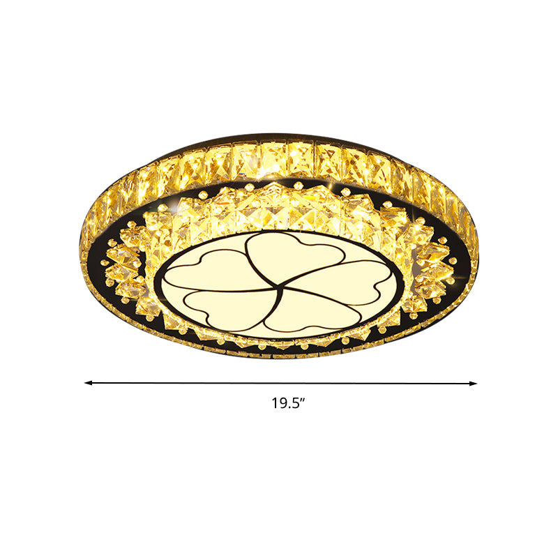 Contemporary White Led Crystal Flush Ceiling Light With Adjustable Brightness