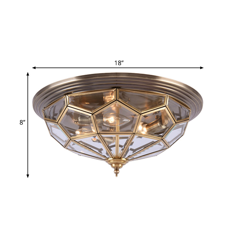Prism Bedroom Flush Mount Light Clear Beveled Glass Brass Finish 14/18 2/3 Bulbs
