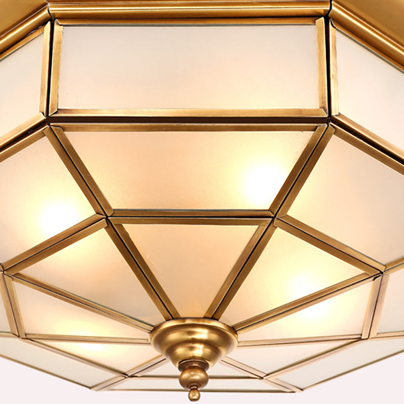 Colonial Brass Ceiling Light With Prismatic Milky Glass - 4/6 Bulbs Ideal For Living Rooms 17 Or