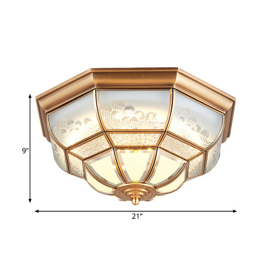 13’/21’ Led Bowl Ceiling Light: Colonial Brass Finish With Opal Glass Flush Fixture - Ideal For