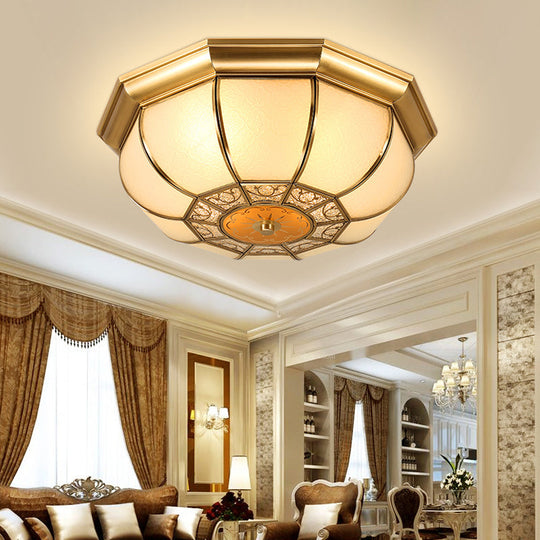 Retro Metal Brass Ceiling Mount Light Fixture - Oval Dining Room Flushmount 3/4/6 Heads 14/18/23.5