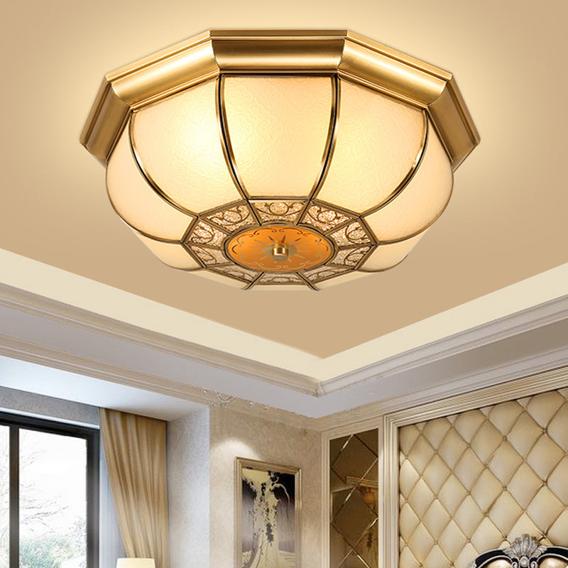 Retro Metal Brass Ceiling Mount Light Fixture - Oval Dining Room Flushmount 3/4/6 Heads 14/18/23.5