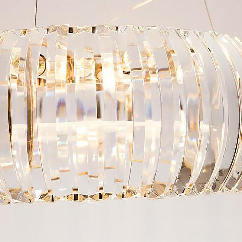 Modern Crystal Donut Chandelier Pendant Light - Gold 6/8 Bulbs Warm/White 21.5’/25.5’ Wide