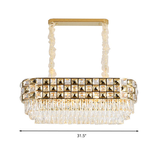 Modern Gold Crystal Chandelier - 10 Head Oval Suspension Light Fixture
