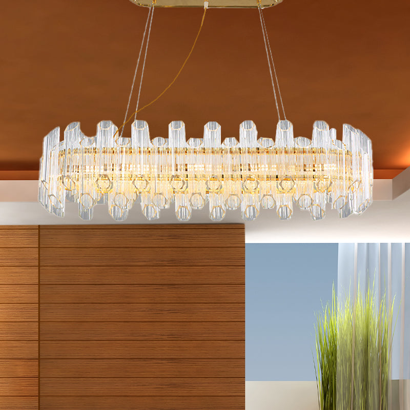 Modern Gold Crystal Led Chandelier - 10 Heads Pendant Light For Living Room