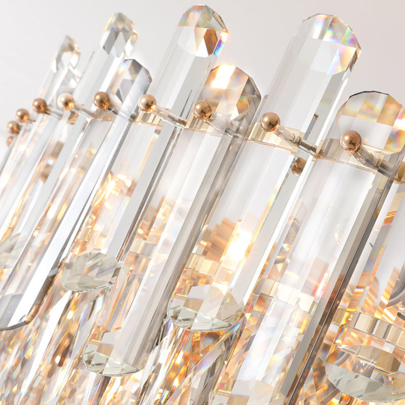 Postmodern Brass Chandelier - Beveled Crystal Drum Pendant Light Kit (10 Heads)