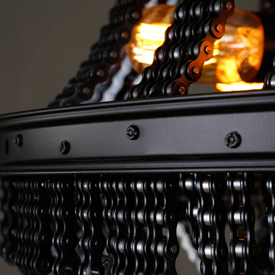 4-Light Industrial Iron Black Chandelier Pendant Light Lighting
