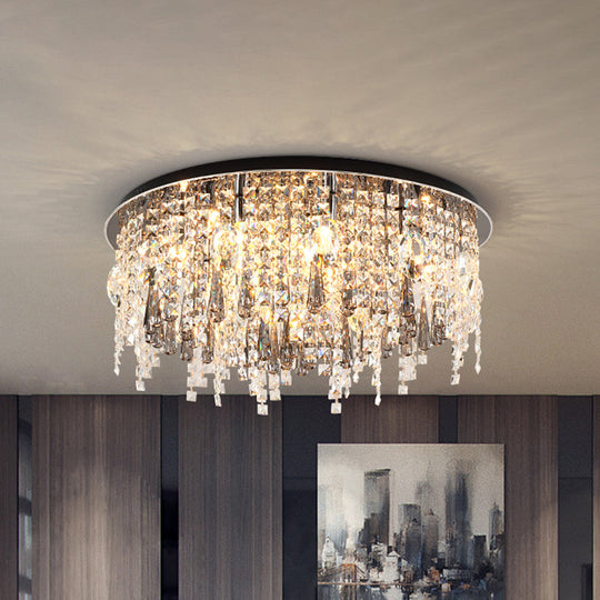 Modern Clear Crystal 12-Head Flush Mount Ceiling Fixture