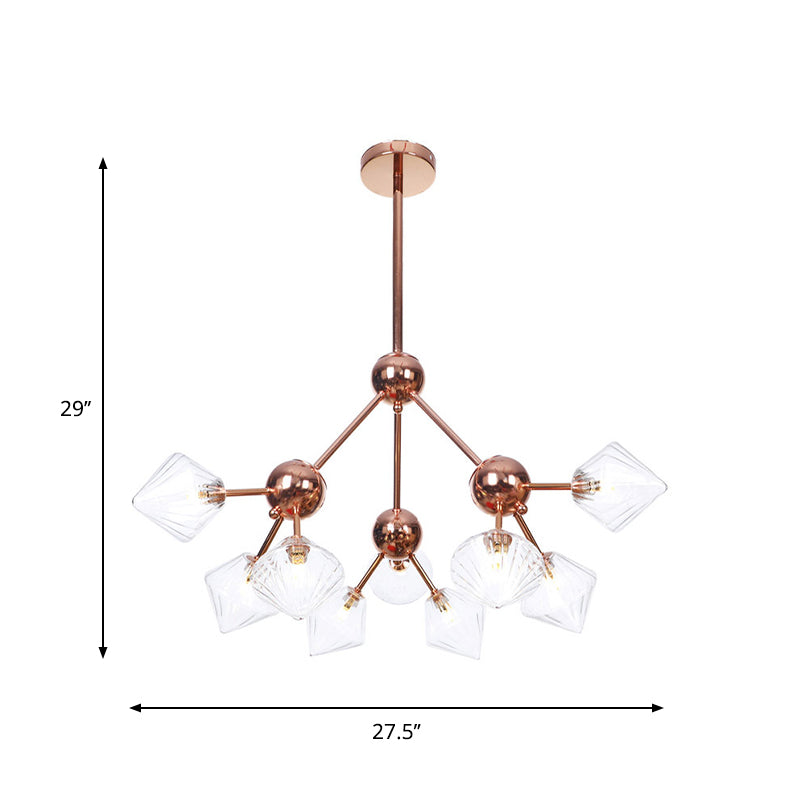 Farmhouse Style Diamond Chandelier: Amber/Clear Glass Multiple Light Options 13’/27.5’/34’ Wide