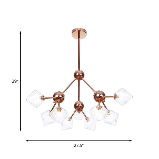 Farmhouse Style Diamond Chandelier: Amber/Clear Glass Multiple Light Options 13’/27.5’/34’ Wide