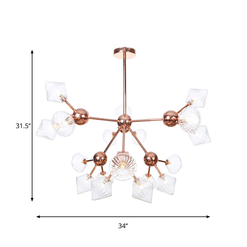 Farmhouse Style Diamond Chandelier: Amber/Clear Glass Multiple Light Options 13’/27.5’/34’ Wide