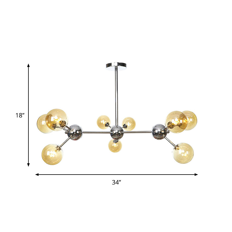 Industrial Style Hanging Chandelier Light - 13’/27.5’/34’ W Orbit Shade Amber/Clear/Smoke