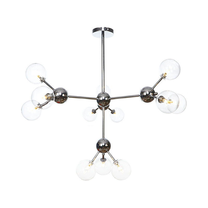 Industrial Style Hanging Chandelier Light - 13’/27.5’/34’ W Orbit Shade Amber/Clear/Smoke