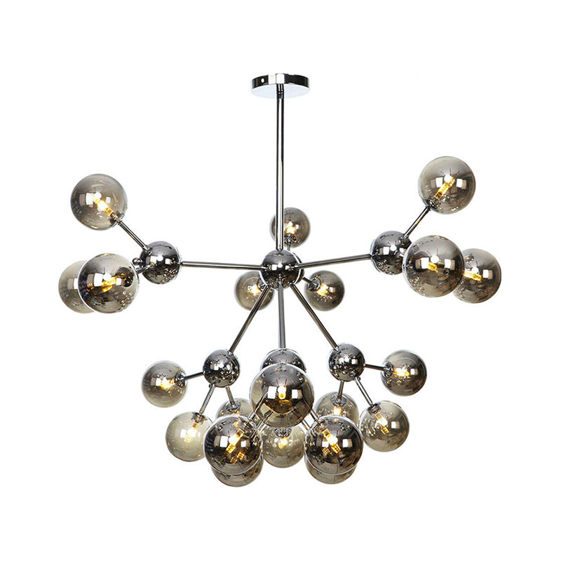 Industrial Style Hanging Chandelier Light - 13’/27.5’/34’ W Orbit Shade Amber/Clear/Smoke