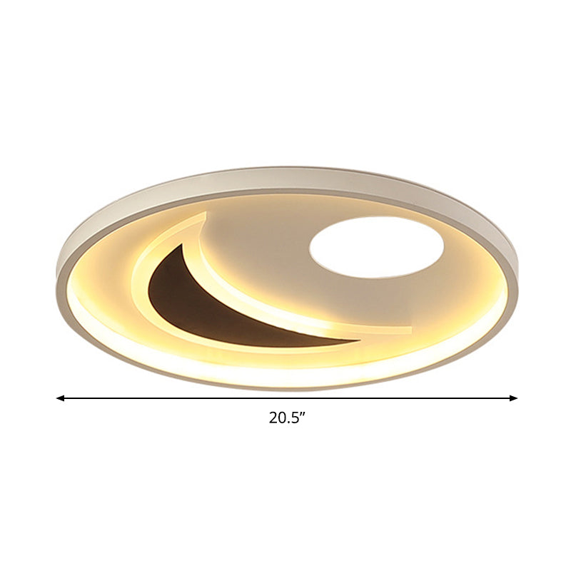 Minimalistic Geometric Acrylic Ceiling Mount Led Flush Light - Black & White-16.5/20.5 Wide Remote