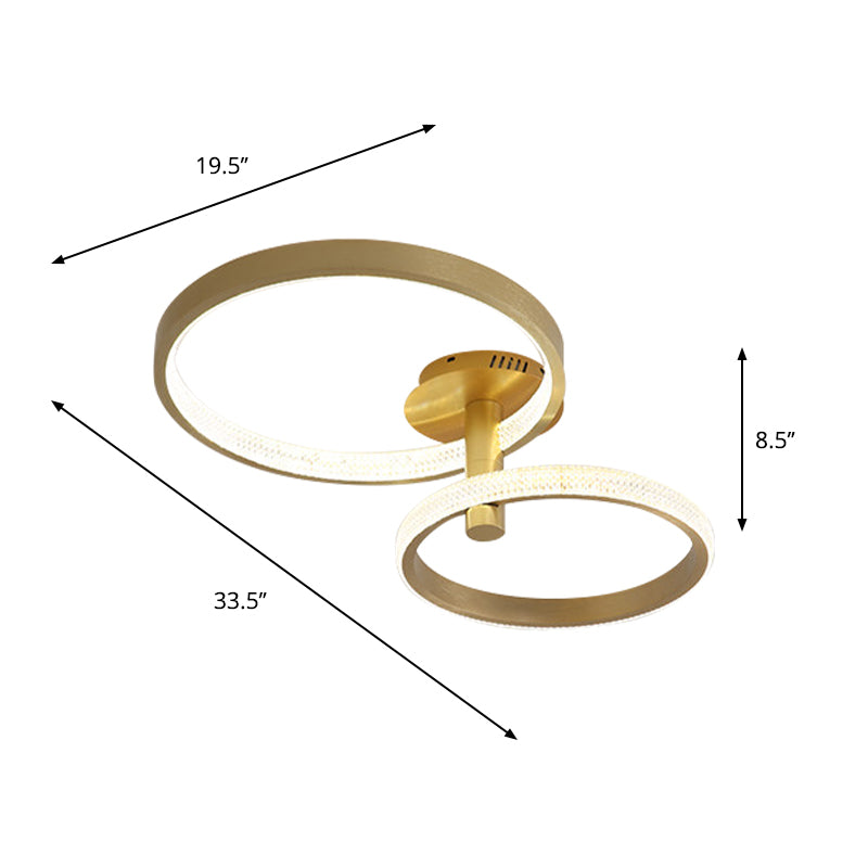 Modern Rotatable Led Semi - Flush Ceiling Lamp In Warm/White/Natural Light 25.5’/33.5’ L