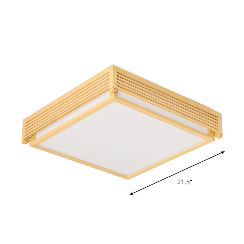 14’/18’/21.5’W Acrylic Flush Mount Led Ceiling Light In Warm/White With Wood Guard - Square