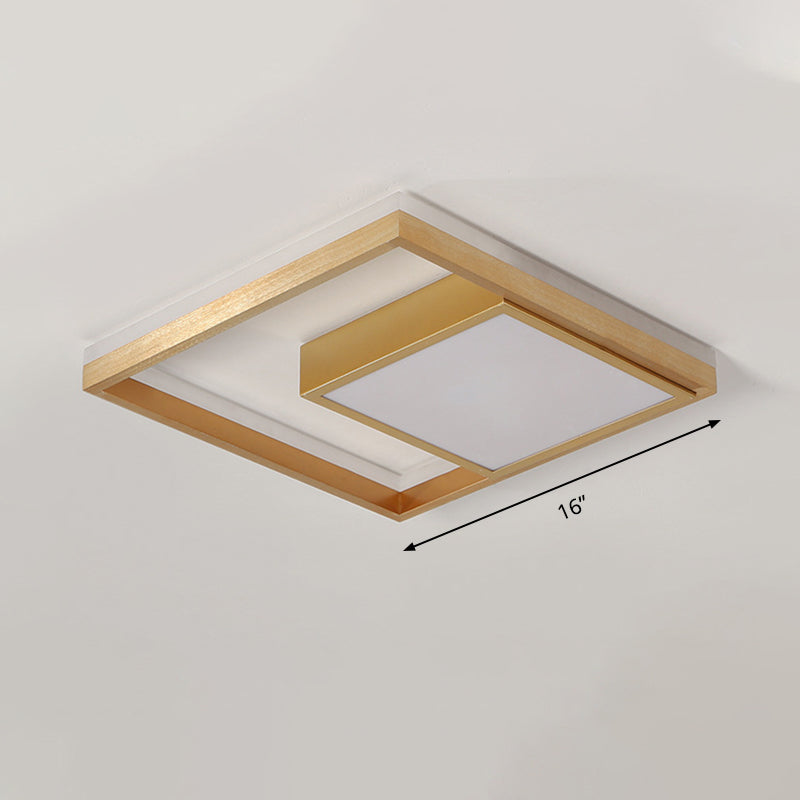 16’/23.5’ Gold Square Ceiling Light - Modern Metal Led Flush Mount In Warm/White