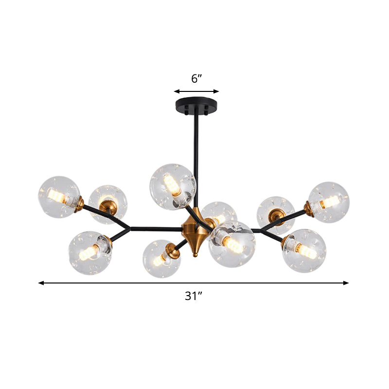 Nordic Bubble Hanging Lamp Kit - Clear/Amber/Smoke Gray 6/10 Head Chandelier For Dining Room