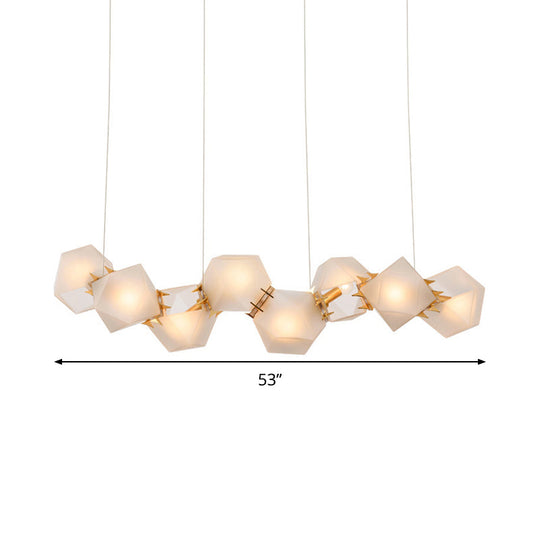 Lustre suspendu doré à 6/8/10 têtes en verre dépoli géométrique postmoderne pour une solution d'éclairage élégante