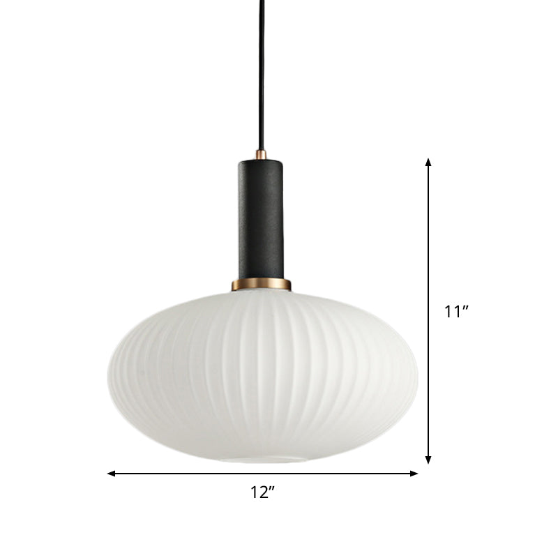 Macaron Black/Pink/Blue Pendant Dining Room Light With White Glass Shade - 5/8/12 Wide