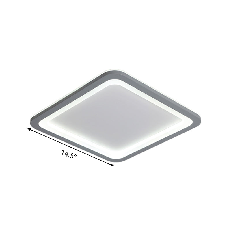 10’/14.5’/19’ Modern Style Grey Square Box Flush Light Acrylic Led Ceiling Lamp – Warm/White
