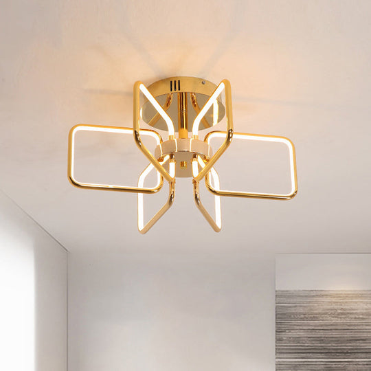 Gold Led Ceiling Light Modernism - Acrylic Semi Mount For Bedroom 23.5’/31.5’ W