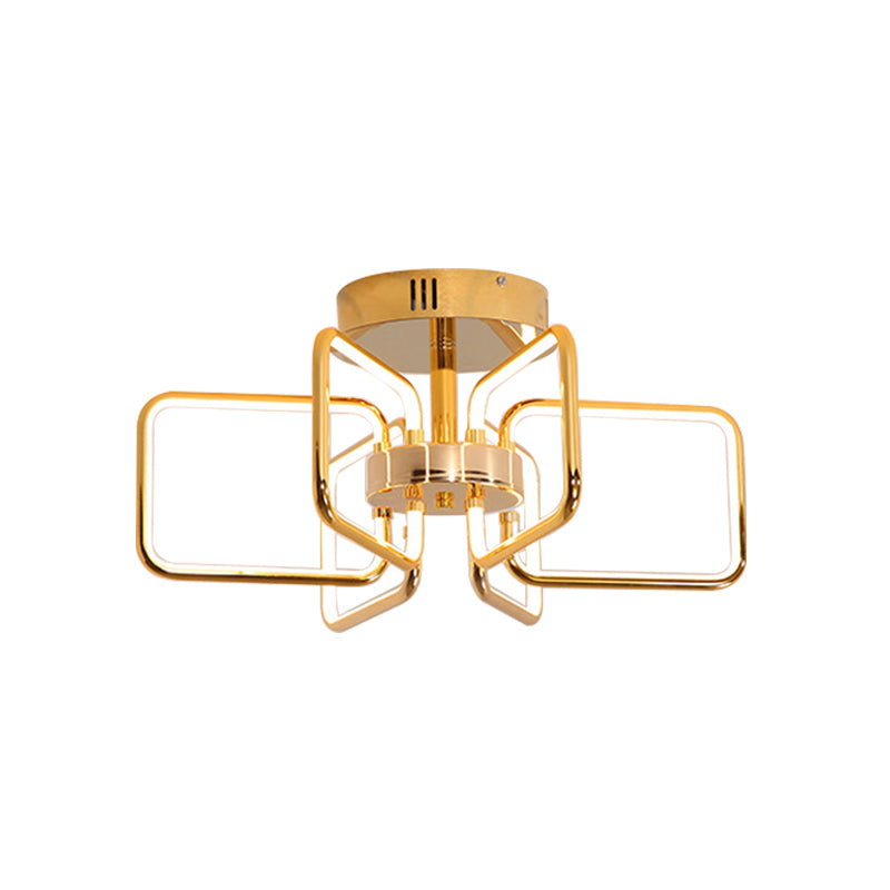 Gold Led Ceiling Light Modernism - Acrylic Semi Mount For Bedroom 23.5/31.5 W
