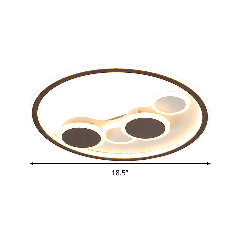 Circle Acrylic Led Flush Mount Ceiling Lamp - Modern Coffee Design With Dimmable Warm/White Light