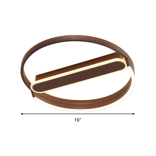 16/19.5 Flush Mount Coffee Halo Ring Led Ceiling Light In Warm/White With Stepless Dimming & Remote