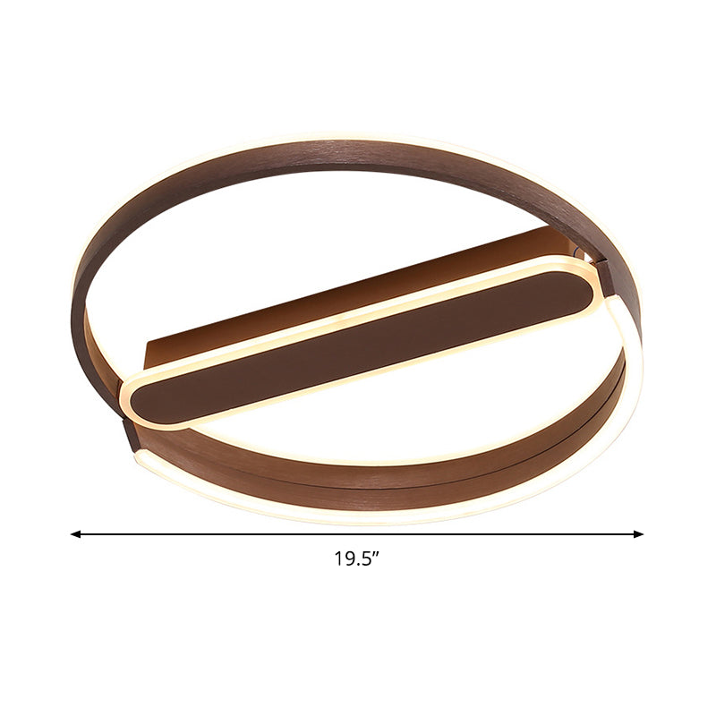 16’/19.5’ Flush Mount Coffee Halo Ring Led Ceiling Light In Warm/White With Stepless Dimming &