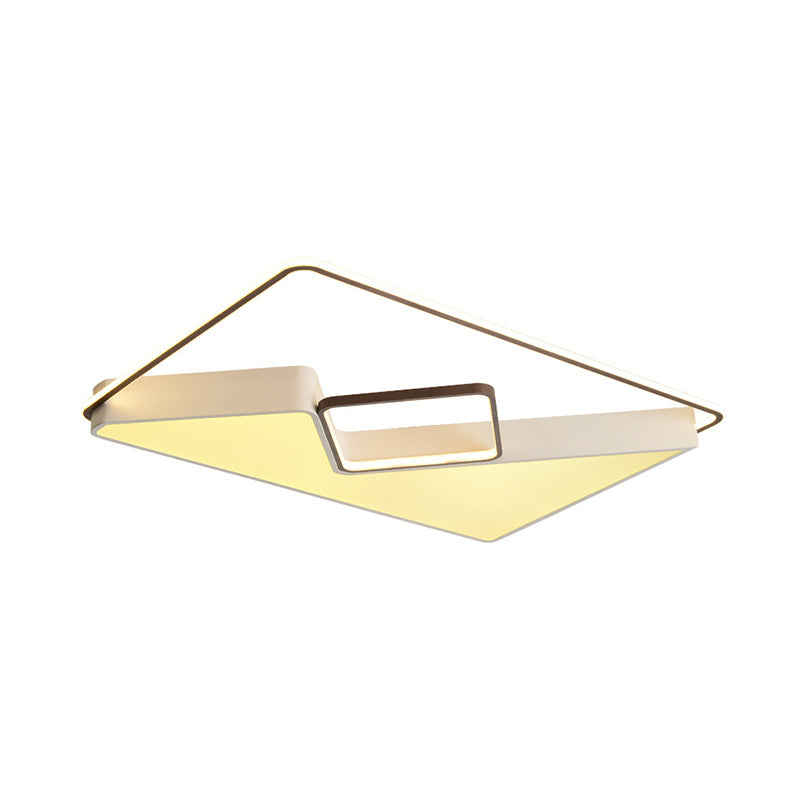 Modern White Rectangle Led Ceiling Light For Living Room - 19.5/37.5/42 Wide