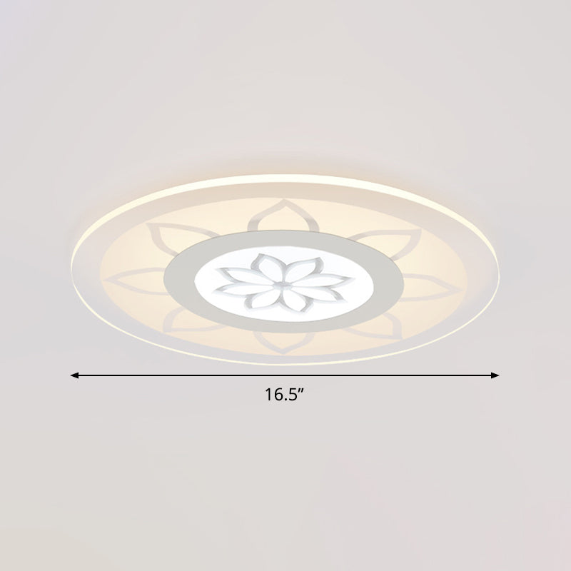 Modern Acrylic Lotus Flush Mount - 16.5’/20.5’ Wide Ceiling Lamp In Warm/White/3 Color Light