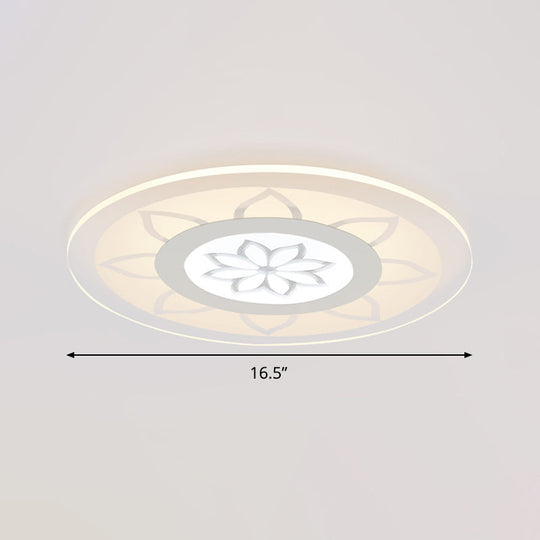 Modern Acrylic Lotus Flush Mount - 16.5’/20.5’ Wide Ceiling Lamp In Warm/White/3 Color Light