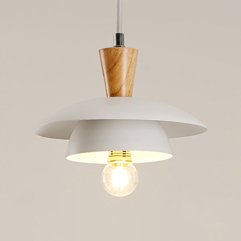 Modern Metal Domed Suspension Lamp - 1 Light White Ceiling Pendant For Dining Room