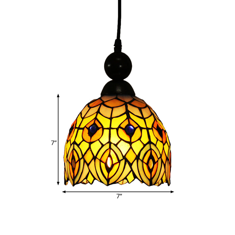 Mediteranean Dragonfly Cut Glass Pendant Lamp In Black/Red/Yellow - Perfect For Corridors