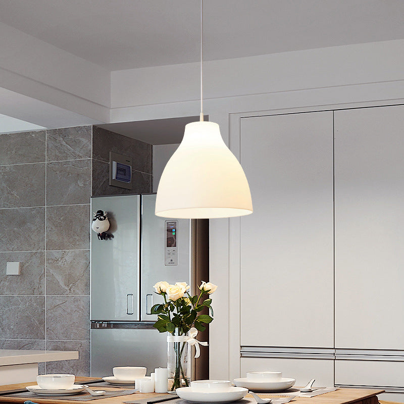 Dome Hanging Lamp - Modernist Acrylic 9’/10’/13’ Wide White 1 Bulb Suspended Lighting Fixture