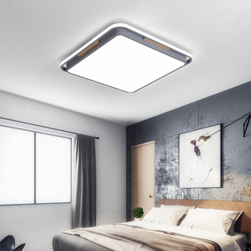 Contemporary Metal Flush Lighting In Grey/White With Led Close To Ceiling Lamp White/Warm Light