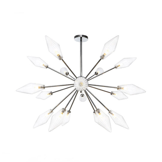 Industrial Amber/Clear Pendant Chandelier With Diamond Glass Shade - 9/12/15 Lights Living Room