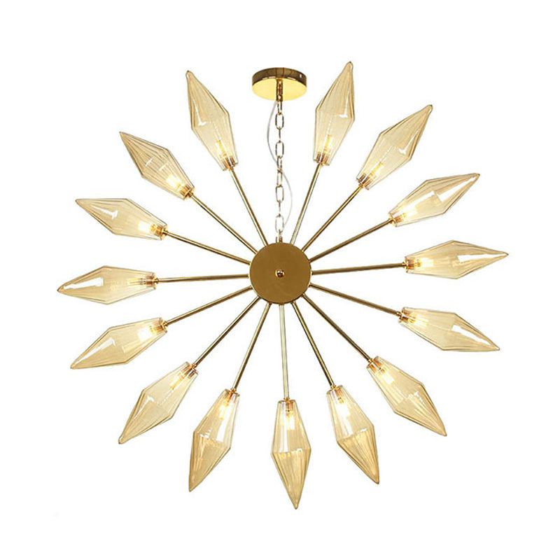 Lustre industriel moderne Sputnik avec verre ambré/transparent - 6/9/12 lumières - Finitions noir/cuivre/chrome