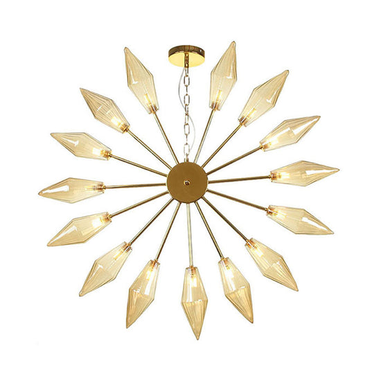 Lustre industriel moderne Sputnik avec verre ambré/transparent - 6/9/12 lumières - Finitions noir/cuivre/chrome