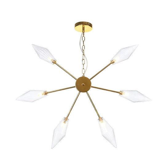 Lustre industriel moderne Sputnik avec verre ambré/transparent - 6/9/12 lumières - Finitions noir/cuivre/chrome